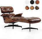 Top Grain Leather, Mid Century Chaise Lounge Chair and Ottoman, Reading Chair - Image 2