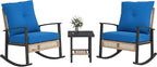 Outsunny 3 Pieces Rocking Wicker Outdoor Bistro Set, Rattan Patio Furniture Set by Outsunny