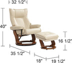 Benchmaster Morgan Stucco Swivel Faux Leather Recliner - Image 4