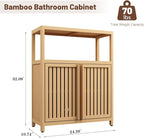 Bamboo Storage Cabinet Bathroom Floor Cabinet Side Storage Organizer Cabinet - Image 2