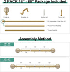 QDWIS 2 Pack Gold Curtain Rods for Windows 28 to 48 inch, Rustic Decorative - Image 7