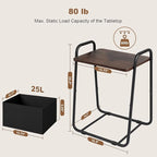 Rustic Brown Metal Frame Nightstand - Image 3