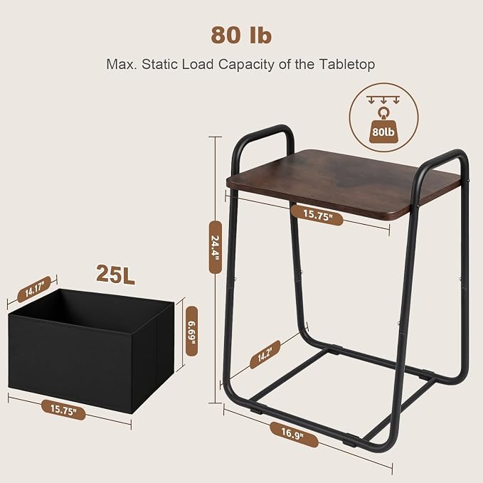 Rustic Brown Metal Frame Nightstand - Image 3