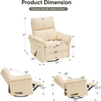 Rocking Chair Nursery with Adjustable Headrest, Manual Swivel Rocker Recliner - Image 3