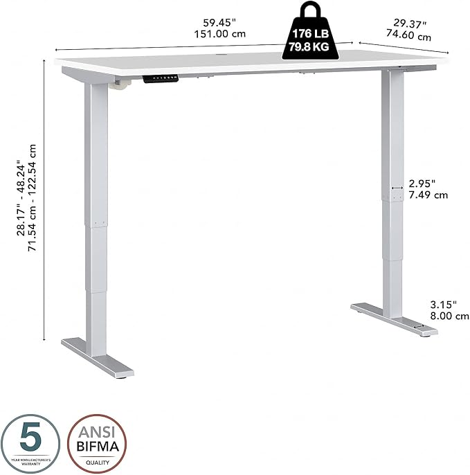 Bush Business Furniture 60-inch Electric Height Adjustable Standing Desk - Image 3