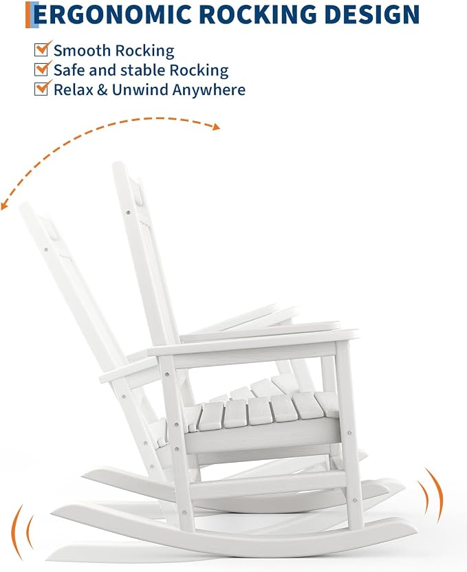 GarveeLife Poly Lumber Rocking Chair Outdoor Set of 2 - Image 4