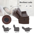 Breathable Leather Power Recliner Sofa Set, 3 Piece Living Room Furniture Set - Image 5