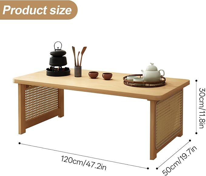 Foldable Japanese Floor Table Lightweight, No Assembly Required, Eco-Friendly - Image 3