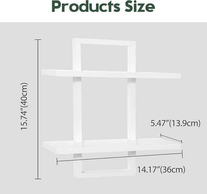 PHOENANCEE Floating Shelves for Wall, Display Hanging Shelf Set of 2, Modern - Image 3
