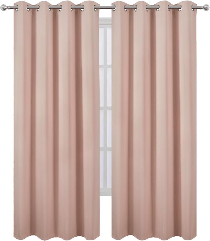 Blush Thermal Blackout Curtains/52 x 95 Inch/Set of 2 Panels Room Darkening - Image 2