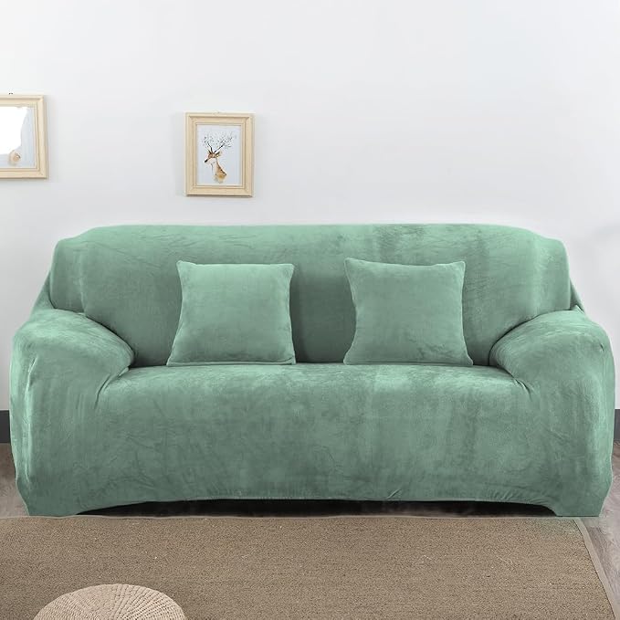 vctops 4 Seater Velvet Plush Stretch Sofa Slipcover 1-Piece Sofa Cover by vctops
