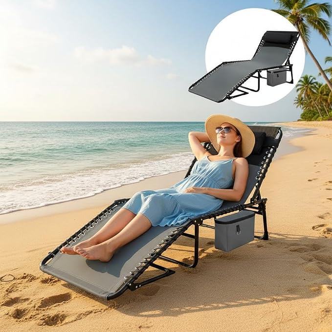 Outdoor Chaise Lounge Chair, Folding Tanning Chair - Image 2