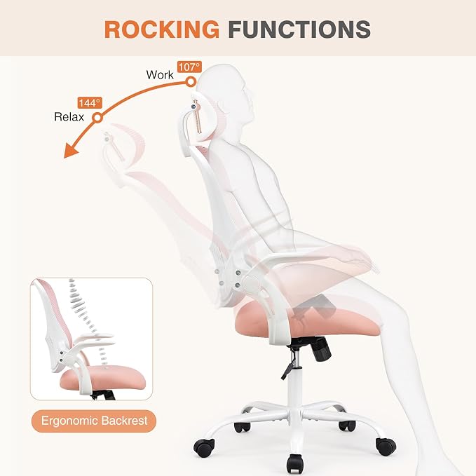 Sweetcrispy Office Computer Desk Chair, Ergonomic High-Back Mesh Rolling Work - Image 4