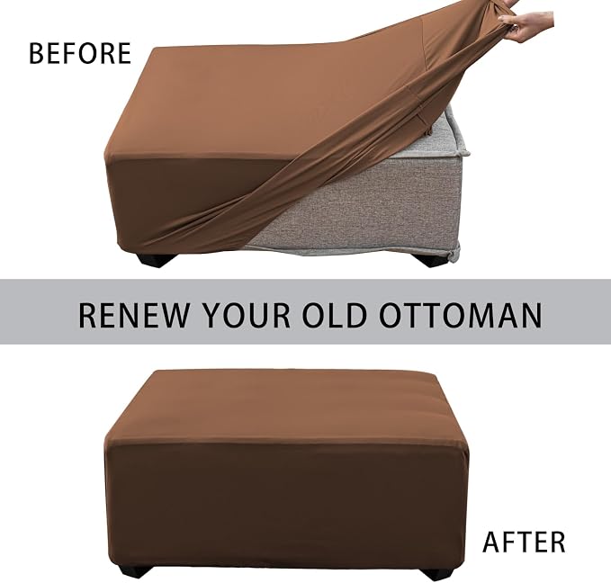 Super Stretch Ottoman Cover- Soft Form Fit Ottoman Cover Rectangular Ottoman - Image 4