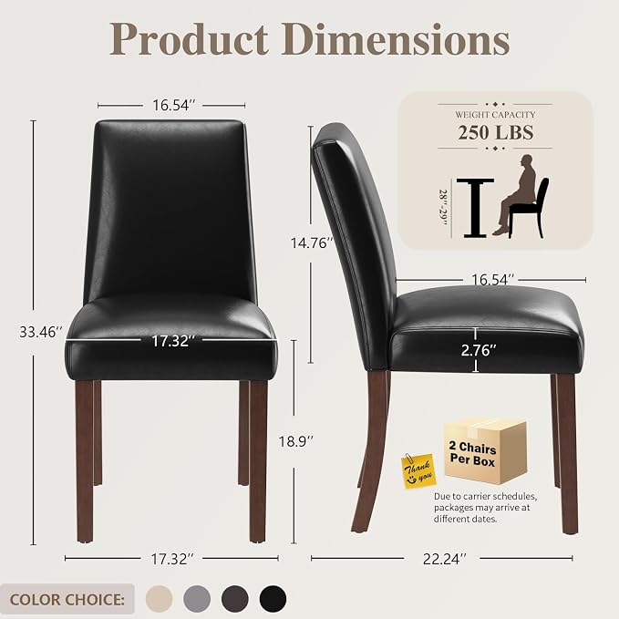 Dining Chairs Set of 2, Modern Dining Room Chairs - Image 2