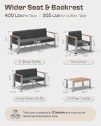 Aluminum Outdoor Furniture Set, 4 Seats Outdoor Patio Conversation Sets - Image 6