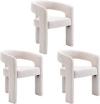 BESTANO Set of 3 Modern Linen Fabric Upholstered Dining Chairs by BESTANO