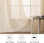 MIULEE Cream Beige Sheer Curtains 54 X 108 Inches, 2 Panels | Solid Color - Image 4