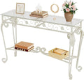 HavenlyYouth Console Table 47.2", Tempered Glass Sofa Table by HAVENLYYOUTH