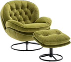 TRIPLE TREE Modern Swivel Accent Chair, Mid-Century Lounge Chair and Ottoman Set - Image 7
