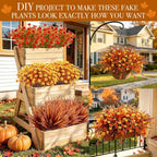 Artificial Fall Flowers for Outdoors Fake Mums, 3 Styles Mixed, 12 Bundles - Image 5
