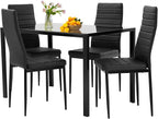 FDW | 5-Piece Dining Table Set | Black | Glass Kitchen Table by FDW