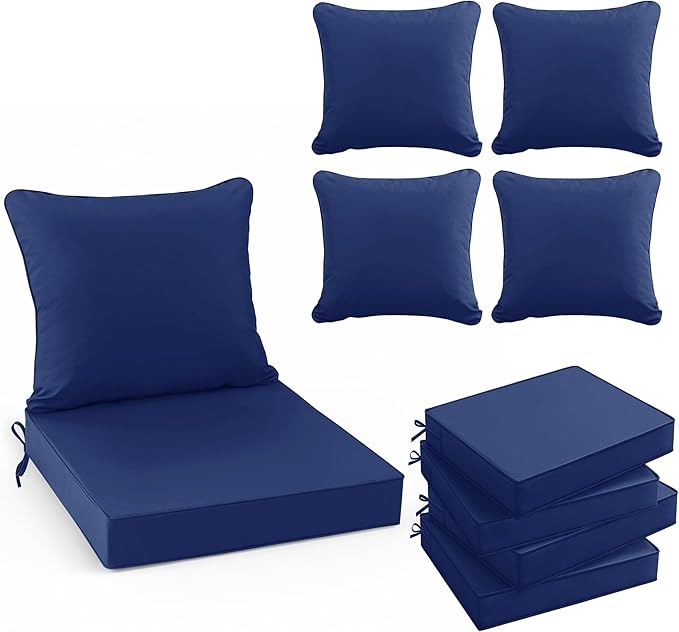 Summsun Outdoor Chair Cushions Set of 4, Waterproof Backrest and Deep Seat by SUMMSUN