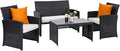 Tangkula Patio Wicker Conversation Furniture Set, Patiojoy Sofa & Table Set w/4 by TANGKULA