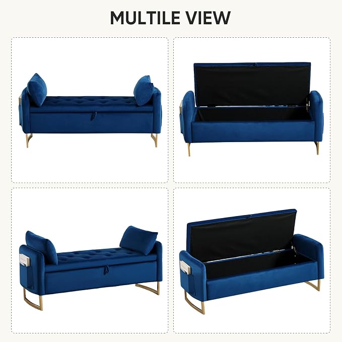 48" End of Bed Bench, Modern Storage Benches - Image 8