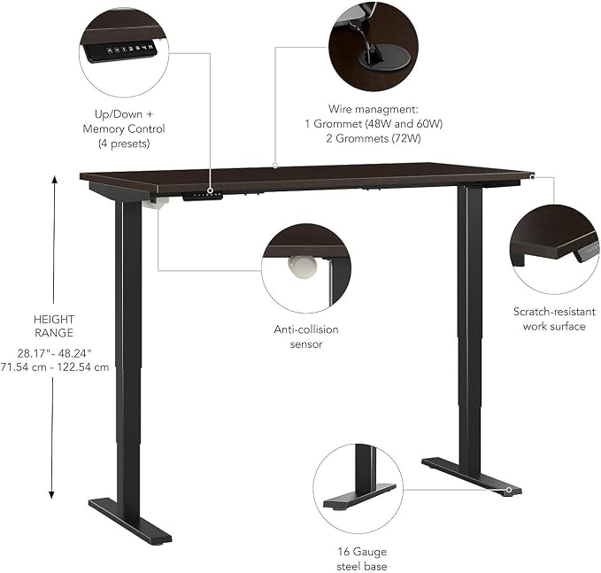 Bush Business Furniture 48-inch Electric Height Adjustable Standing Desk - Image 3