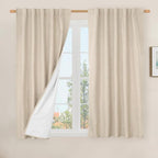 100% Blackout Short Linen Curtains 48 Inches Long, 2 Panels, Linen | Thermal by LAMIT