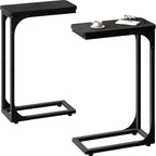 QEEIG Narrow C Shaped Side Table Set of 2 Living Room Sets Slim Couch Tray by QEEIG