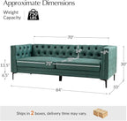 HULALA HOME 84" W Faux Leather Sofa Couch - Image 2