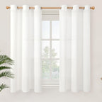 YoungsTex White Linen Semi Sheer Curtains 45 Inches Length by YoungsTex