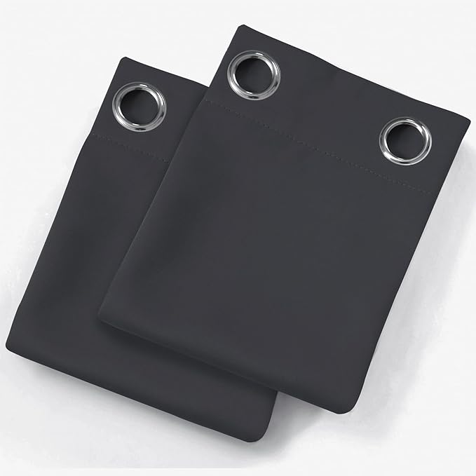 Dark Grey Thermal Blackout Curtains/52 x 54 Inch/Set of 2 Panels Room Darkening - Image 9