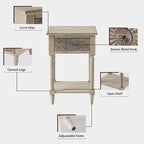 HOMPUS End Table Set of 2 with Drawer and Shelf, Vintage Nightstand Set 2 w - Image 6