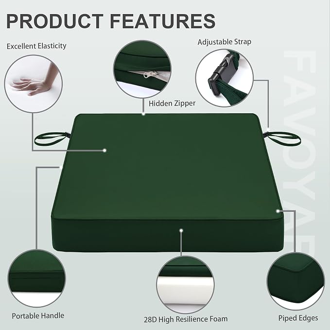 Favoyard Patio Chair Cushions 24 x 24 x 4 Inch Waterproof Outdoor Seat Cushions - Image 6