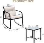 Devoko 3 Piece Rocking Bistro Set Wicker Patio Outdoor Furniture Porch Chairs - Image 6