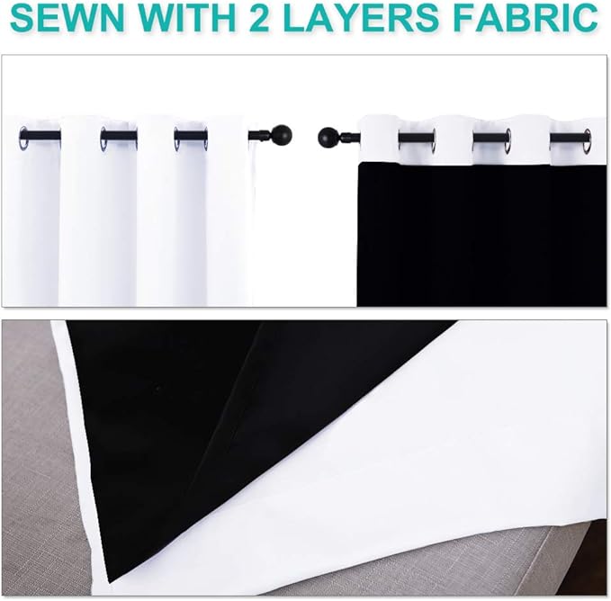 NICETOWN White Blackout Curtains 90 inches Long, Full Light Blocking Drapes - Image 5