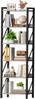 HOOBRO Bookshelf, 6-Tier Industrial Bookcase, Book Shelf Storage Organizer by HOOBRO