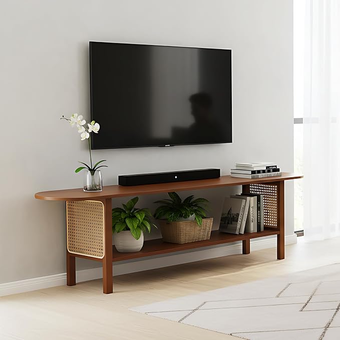 Tiita TV Stand with Storage for TVs up to 65'', Bamboo TV Console Entertainment by TiitaHome