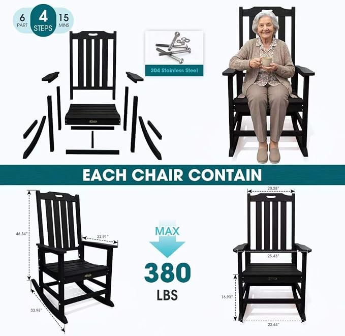 THOEOE Oversized Rocking Chair, Outdoor Rocking Chair - Image 7