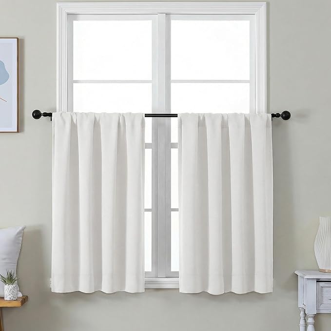 Simplebrand Ava Ivory Short 36 Inches Light Filtering Curtain 2 Panels Set by Simplebrand