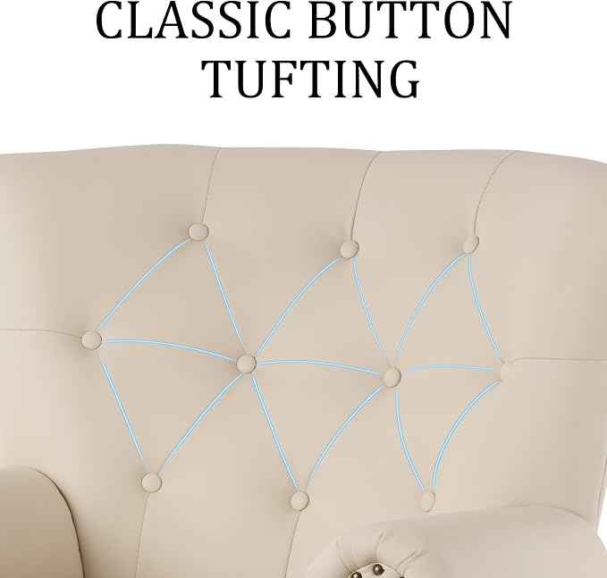 Modern Faux Leather Accent Chair, Upholstered Mid-Century Armchair - Image 6