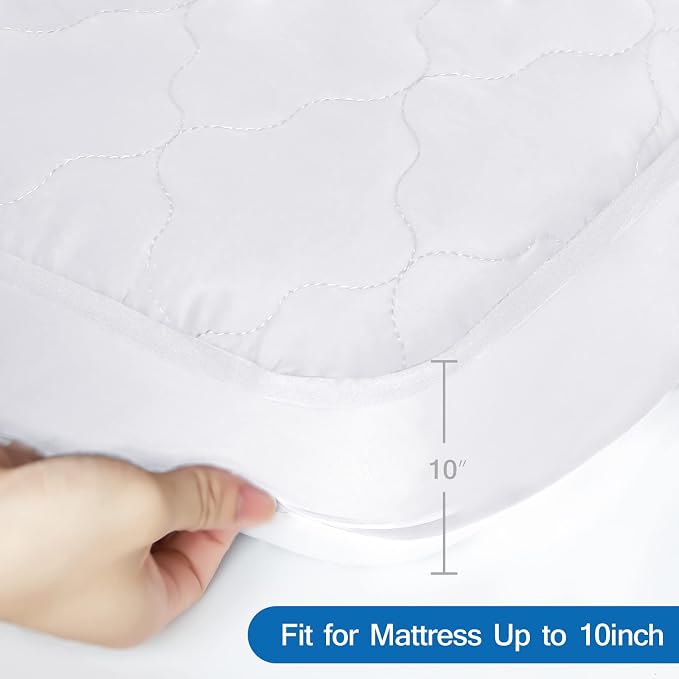 Cot Mattress Pad Waterproof 2 Pack, Quilted Cot Size Mattress Pads Cover 30" X - Image 6