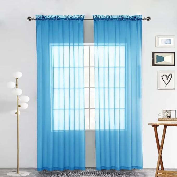 SpaceDresser Sheer Voile Window Treatment Rod Pocket Curtain Panels by SpaceDresser