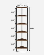 TUTOTAK Corner Shelf with LED Light, 6-Tier Corner Bookshelf - Image 2