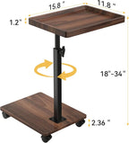 C Table End Table Adjustable Height, 360°Swivel TV Tray Table - Image 2
