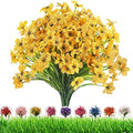 Outdoor Artificial Fake Flowers Plants - 24 Bundles Outside Artificial Violet Plastic Faux Flowers Outdoor Shrubs for Indoor Outside Decor(Yellow) by DRTDERUITAI