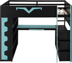 Full Size Gaming Loft Bed with Integrated Desk & RGB LED Lights, Pro-Gamer Bunk - Image 4